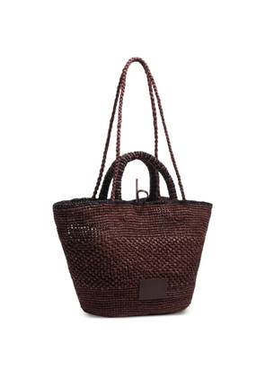 Bimba y Lola large woven logo-patch shoulder bag - Brown