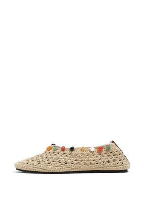 Bimba y Lola bead-embellished crochet ballet flats - Neutrals