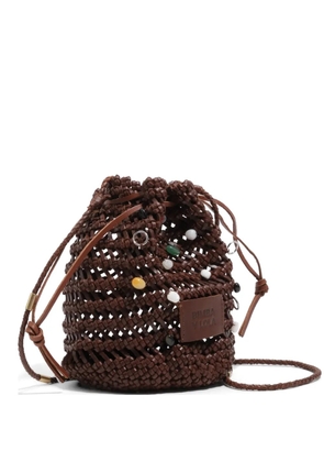 Bimba y Lola mini braided leather bucket bag - Brown