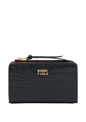 Bimba y Lola croc-effect patent wallet - Black