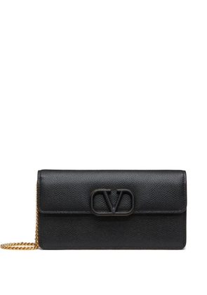 Valentino Garavani VLogo Signature grainy calfskin wallet with chain - Black