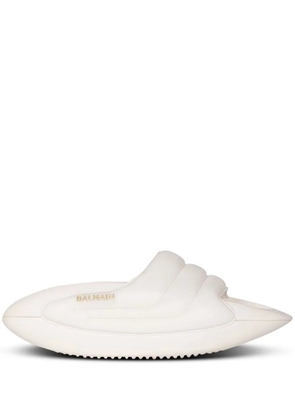 Balmain B-IT quilted leather slides - White