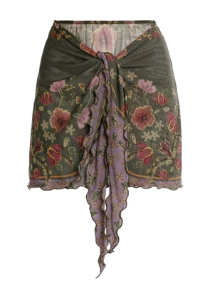 Agua Bendita floral-print A-line skirt - Green