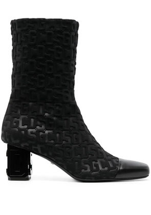 GCDS 75mm monogram-pattern ankle boots - Black