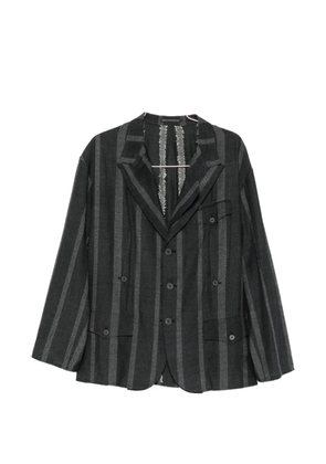 Yohji Yamamoto stripe-pattern notched-lapel blazer - Grey