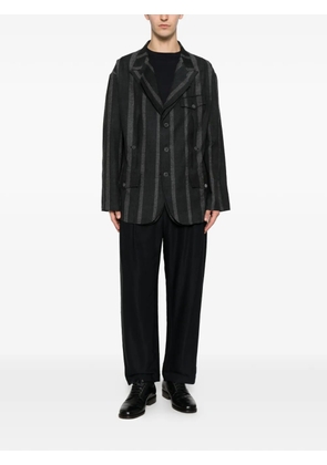 Yohji Yamamoto stripe-pattern notched-lapel blazer - Grey