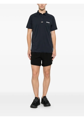 BOSS logo-print raglan-sleeve polo shirt - Blue