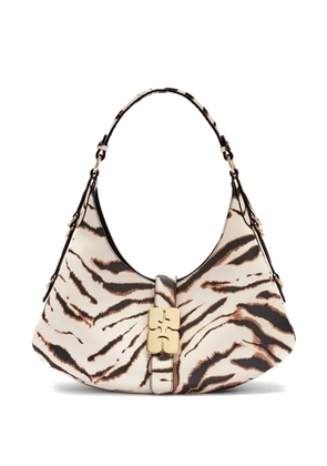 GANNI small Kat zebra-print shoulder bag - Neutrals