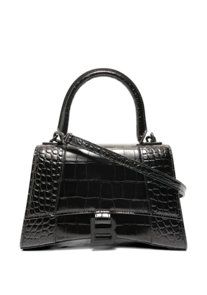 Balenciaga Pre-Owned 2019-2024 small Hourglass croc-embossed tote bag - Black