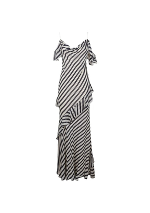 Self-Portrait striped ruffled maxi dress - White