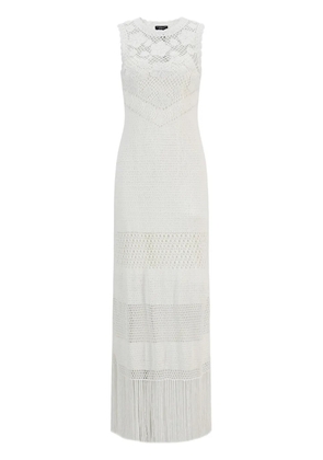 Shanghai Tang Shukui crochet fringed dress - Neutrals