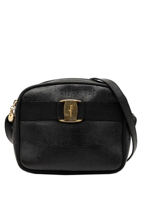 Ferragamo Pre-Owned 1990-2026 Lizard Embossed Leather Vara crossbody bag - Black