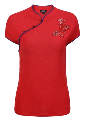 Shanghai Tang Hollyhock floral-embroidered top