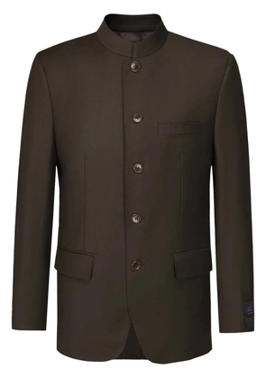 Shanghai Tang stand up-collar wool blazer - Brown