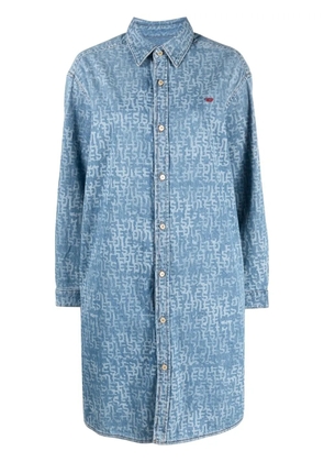 Diesel logo-print shirt dress - Blue