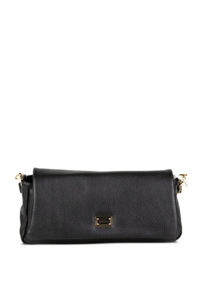 Marc Ellis logo-plaque pebbled-effect clutch bag - Black