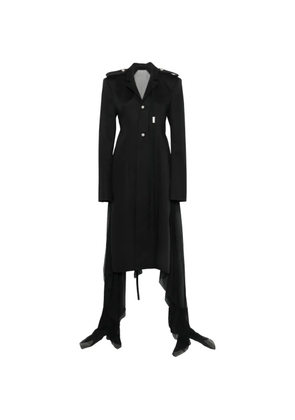 Ann Demeulemeester sheer-panelled epaulette coat - Black