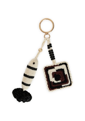 SANDRO crochet-knit fish-pendant bag charm - Neutrals
