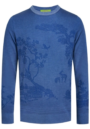 Shanghai Tang spray-effect jacquard jumper - Blue