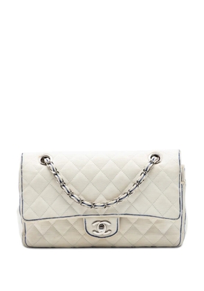 CHANEL Pre-Owned 2014 Medium Classic Printed Grosgrain Double Flap shoulder bag - White