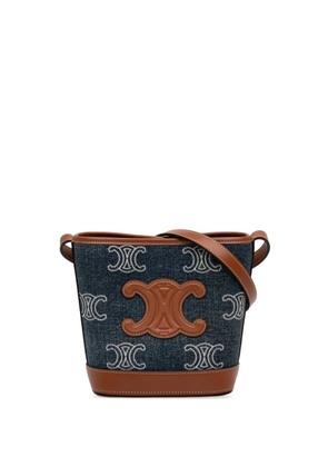 Celine Pre-Owned 2023 Small Denim Cuir Triomphe bucket bag - Blue