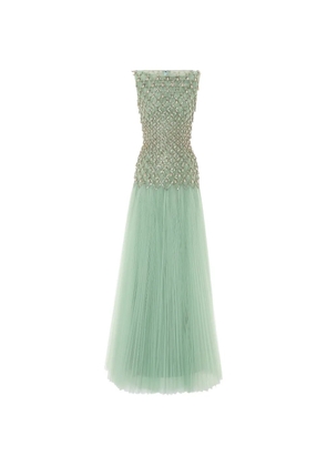 Rami Al Ali fully beaded pleated maxi gown - Green