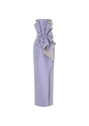 Rami Al Ali embroidered strapless tubino maxi dress - Purple