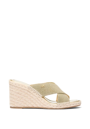 Michael Kors Kenzie crossover-strap wedge sandals - Gold