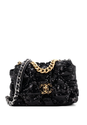 CHANEL Pre-Owned 19 Flap Bag Quilted Sequins Medium shoulder bag - Black
