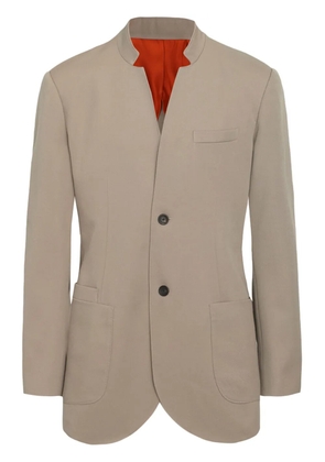 Shanghai Tang stand-up collar wool blazer - Neutrals