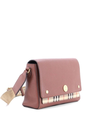 Burberry Pre-Owned Note Leather with Vintage Check Canvas Medium crossbody bag - Brown