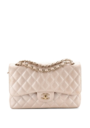 CHANEL Pre-Owned Classic Double Flap Bag Quilted Iridescent Caviar Jumbo shoulder bag - Neutrals