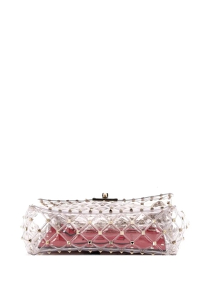 Valentino Garavani Pre-Owned Rockstud Spike Flap Bag Quilted PVC Medium crossbody bag - White
