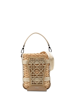 Christian Dior Pre-Owned 2023 Raffia and Leather Sahara Wicker Basket Bucket Bag satchel - Brown