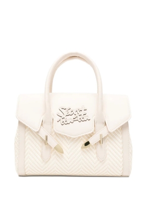 Secret Pon Pon small Yalis logo-patch tote bag - White