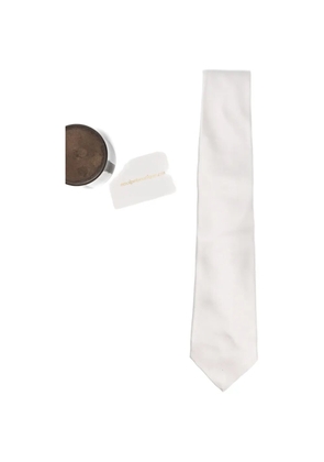 Kiton satin-finish tie - White