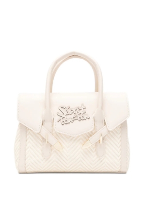 Secret Pon Pon small Yalis woven-design logo-plaque tote bag - Neutrals