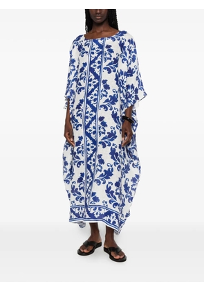 Robert Friedman damask-print kaftan midi dress - White