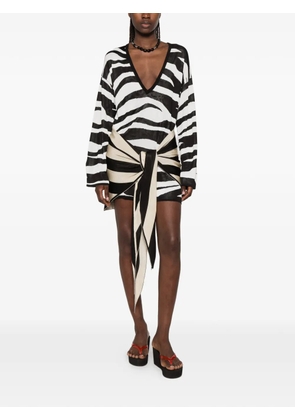 The Attico zebra-print knotted mini dress - Black