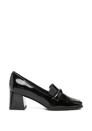 LINDA BAUMANN croc-effect block-heel pumps - Black