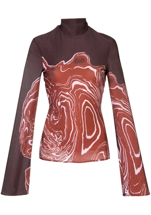 Ellery abstract-print roll-neck top - Purple