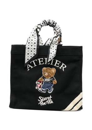 Secret Pon Pon medium Saint Tropez teddy-bear tote bag - Black