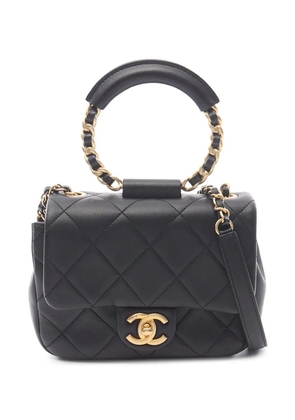 CHANEL Pre-Owned 2019 Mini Quilted Lambskin In The Loop Flap satchel - Black