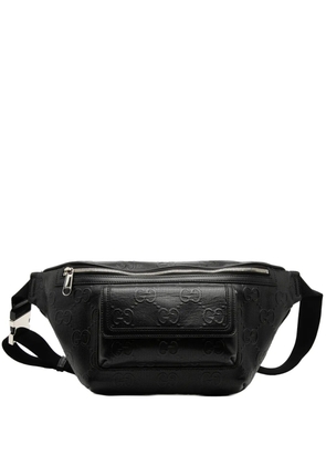 Gucci Pre-Owned 2000-2015 GG Embossed Perforated Leather Pocket belt bag - Black