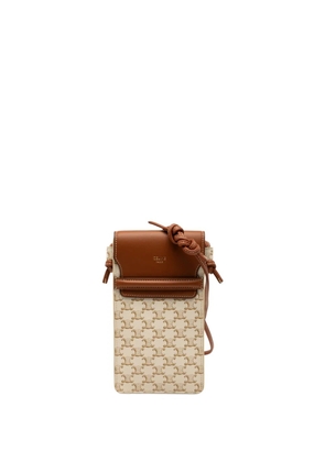 Celine Pre-Owned 2023 Triomphe Coated Canvas Phone Pouch Flap crossbody bag - White