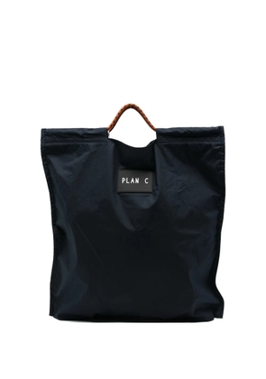 Plan C logo-patch rope-handle tote bag - Blue
