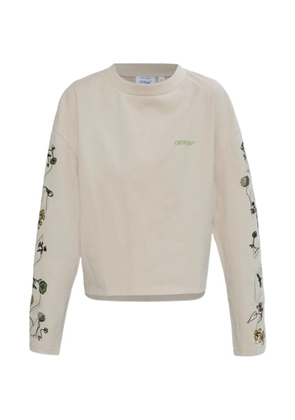 Off-White floral-print logo-embroidered T-shirt - Neutrals