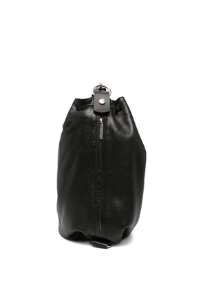 Yohji Yamamoto drawstring grained leather tote bag - Black