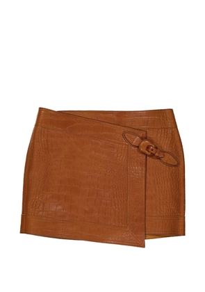 Johanna Ortiz Emerging croc-effect leather mini skirt - Brown
