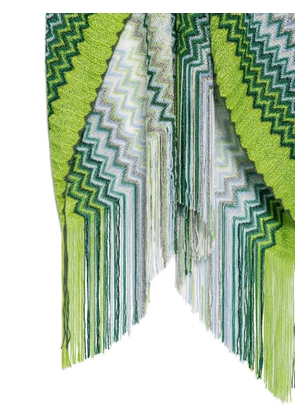 Missoni zigzag-knit fringed poncho - Green